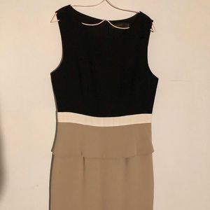 The Limited Color Block Tan, White, & Black Dress